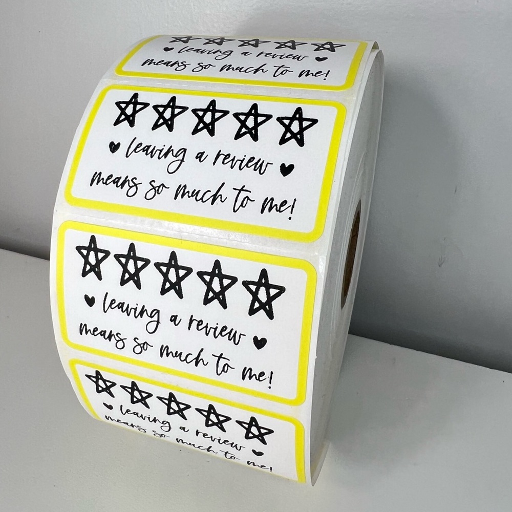 Leave a review stickers | 100 Thank you stickers  Packaging Supplies NEW - Picture 2 of 12